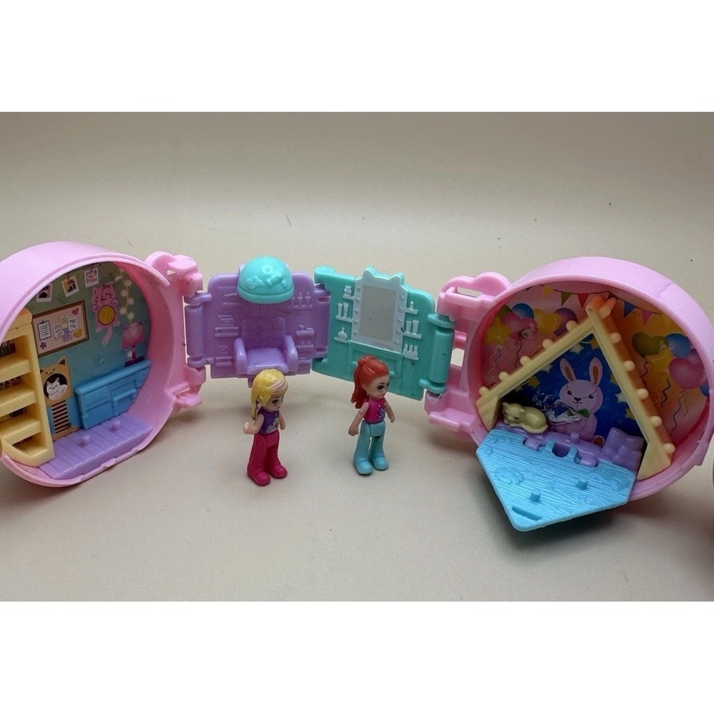 2 Mattel Polly Pocket Pajama Party & Sleepy Pets W/2 Girls 1 Sheep - Picture 6 of 12